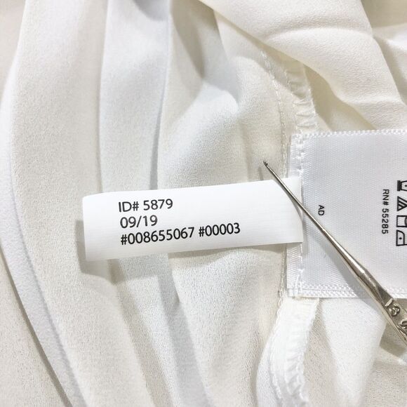 NWT Express Womens Sz S Ivory Floral Pleated Blouse Long Sheer Lace Sleeve - Picture 6 of 9